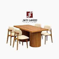 Set Meja Makan Meja Oval Salur Kayu Jati