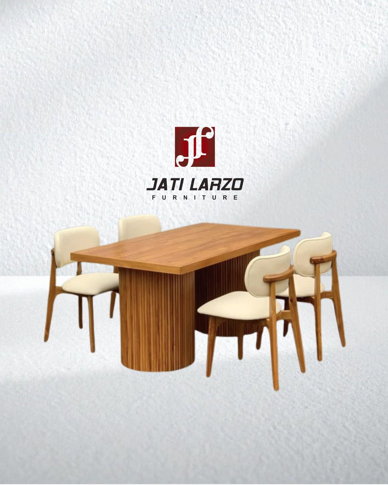 Set Meja Makan Meja Oval Salur Kayu Jati