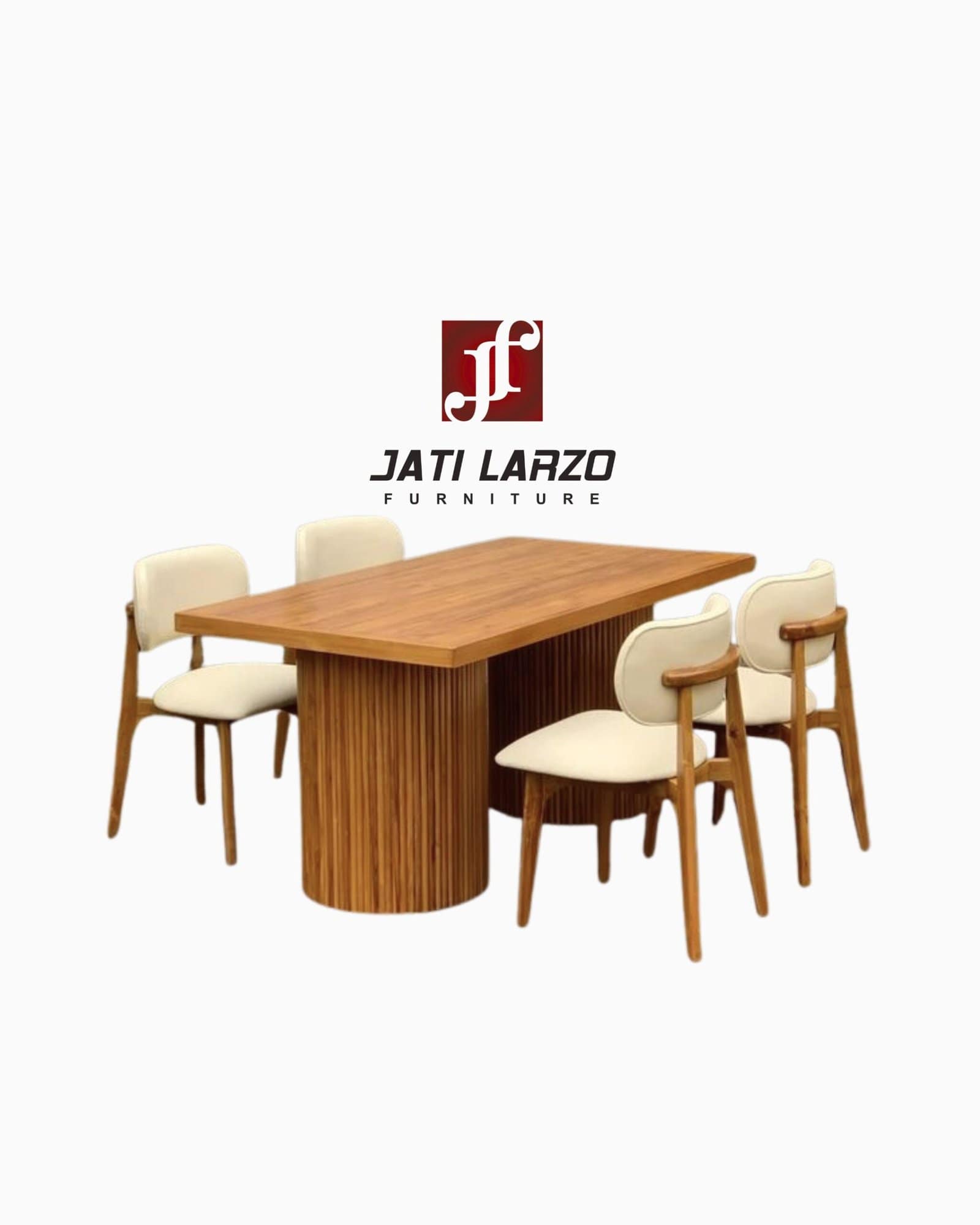 Set Meja Makan Meja Oval Salur Kayu Jati