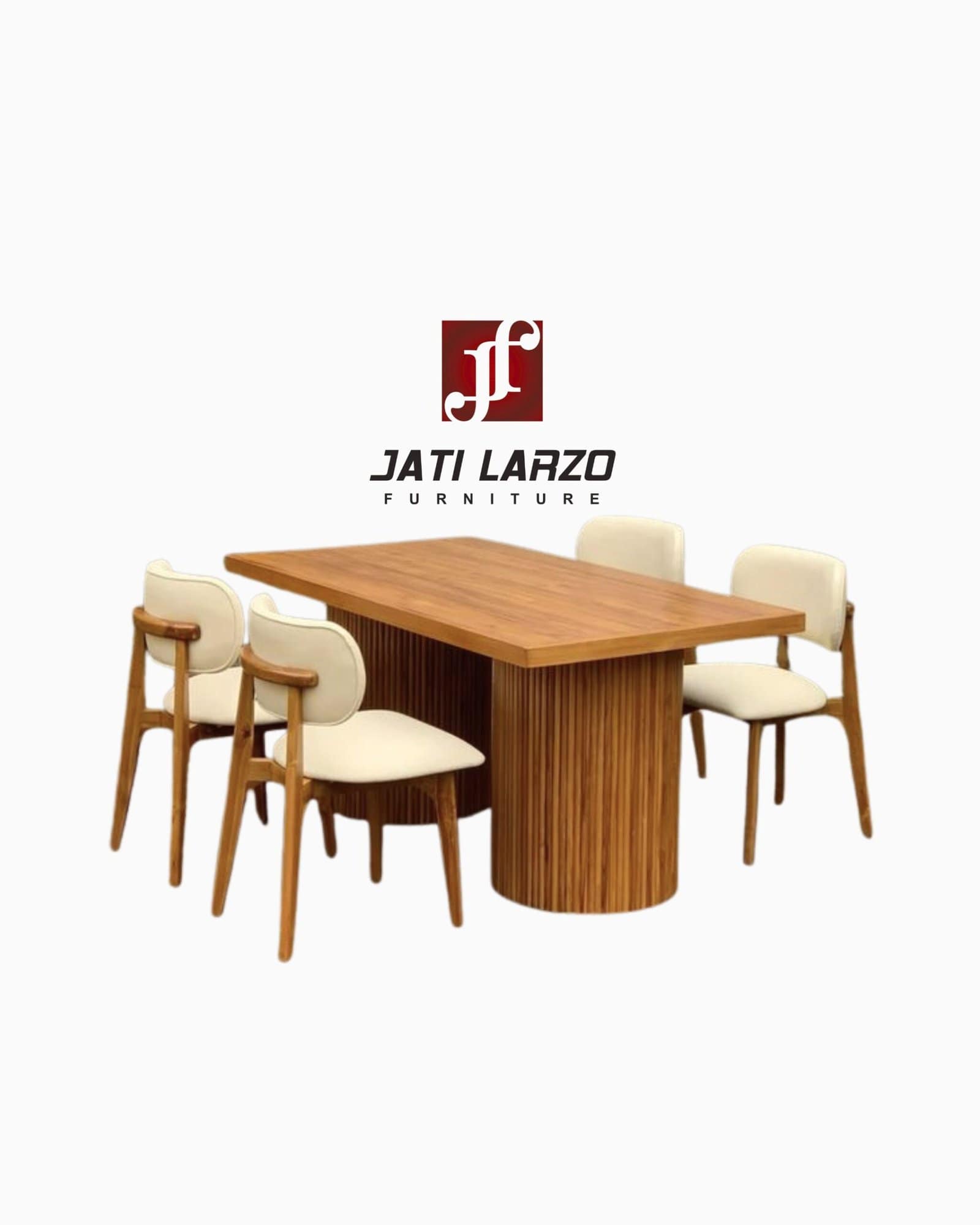 Set Meja Makan Meja Oval Salur Kayu Jati