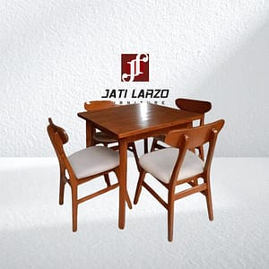 Meja Makan Jati Minimalis 4 Kursi Jati Larzo